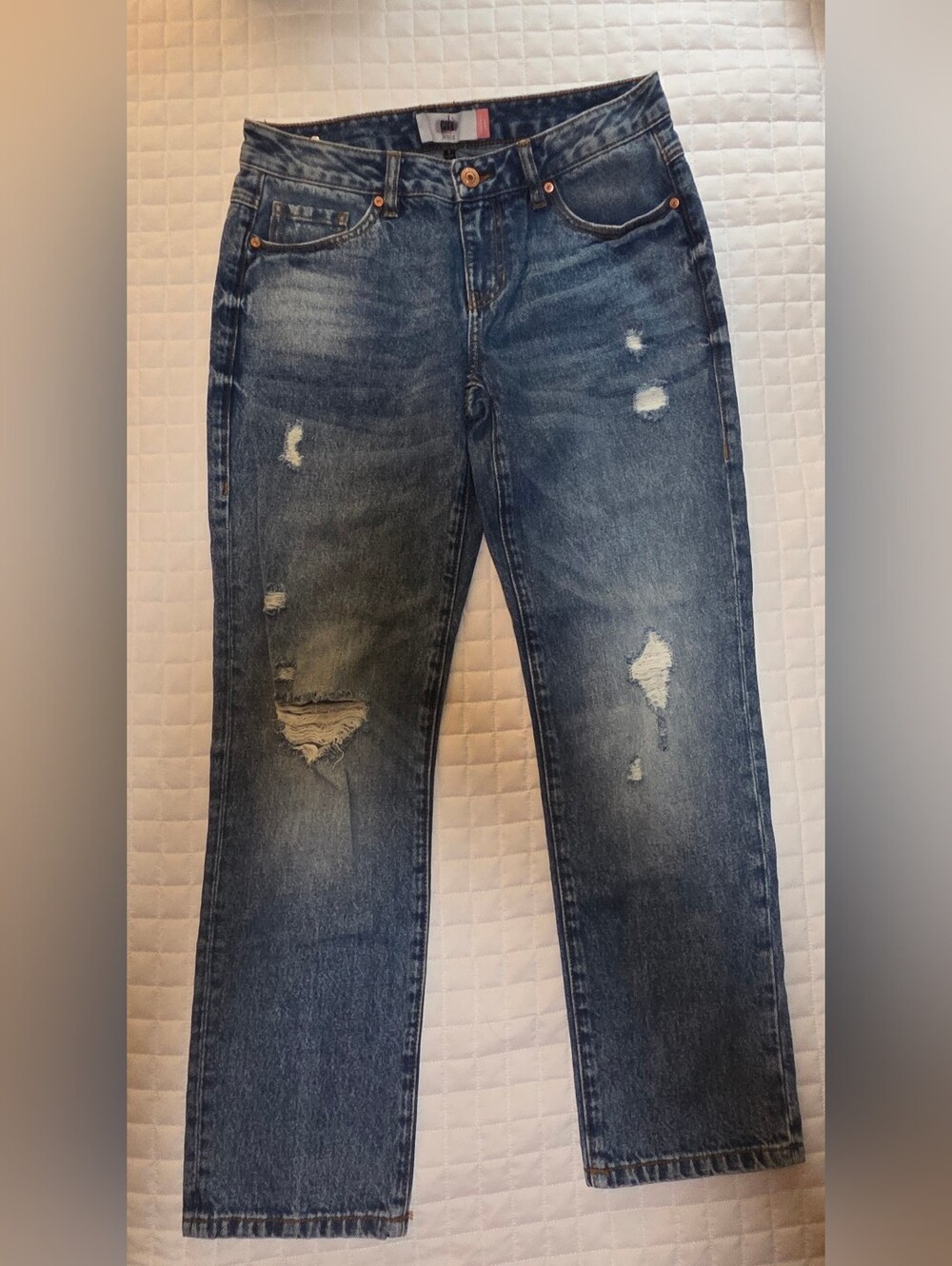 CAbi Men's Distressed Blue Relaxed Jeans